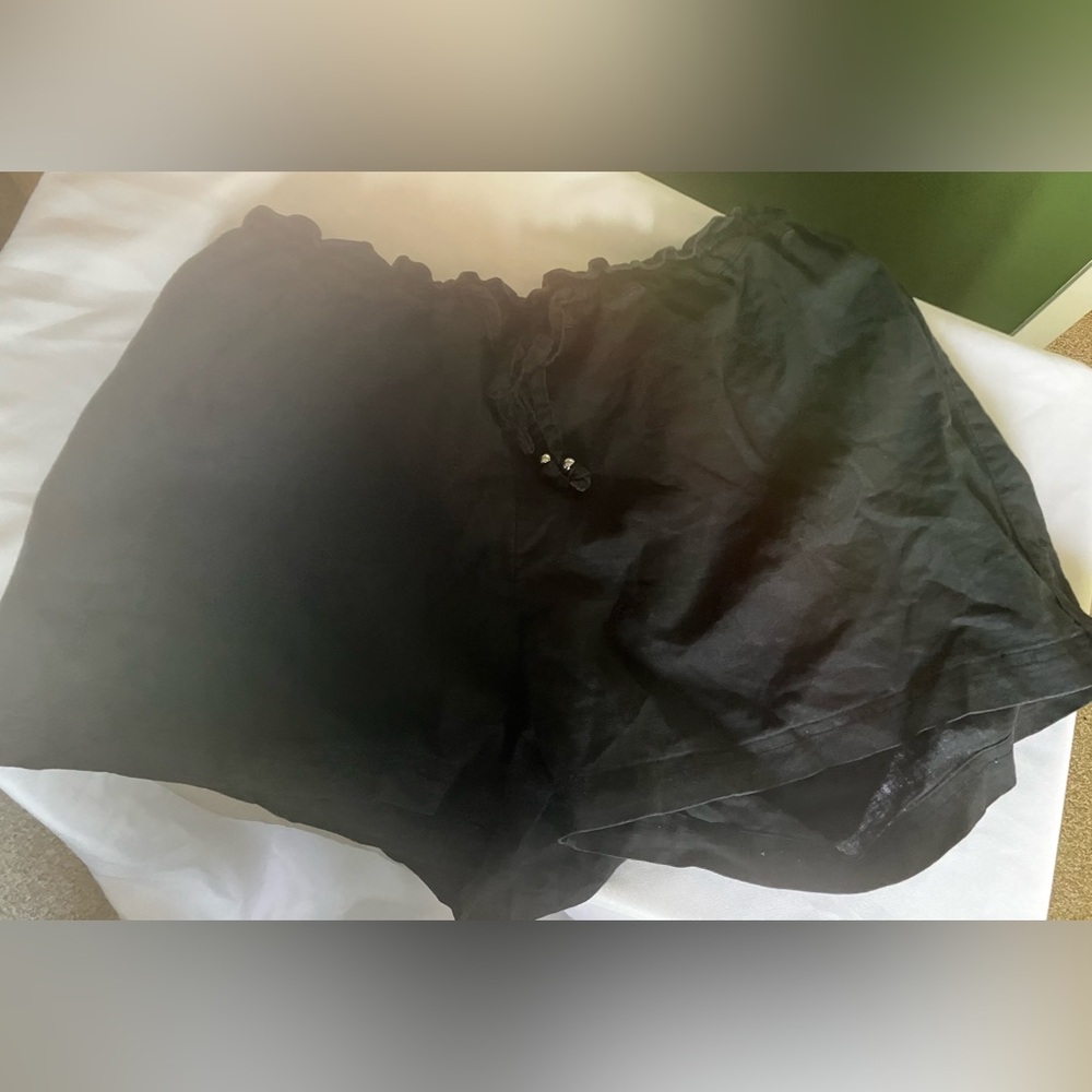 Black Linen H&M Lettuce Trim shorts Size 12 - Picture 3 of 8
